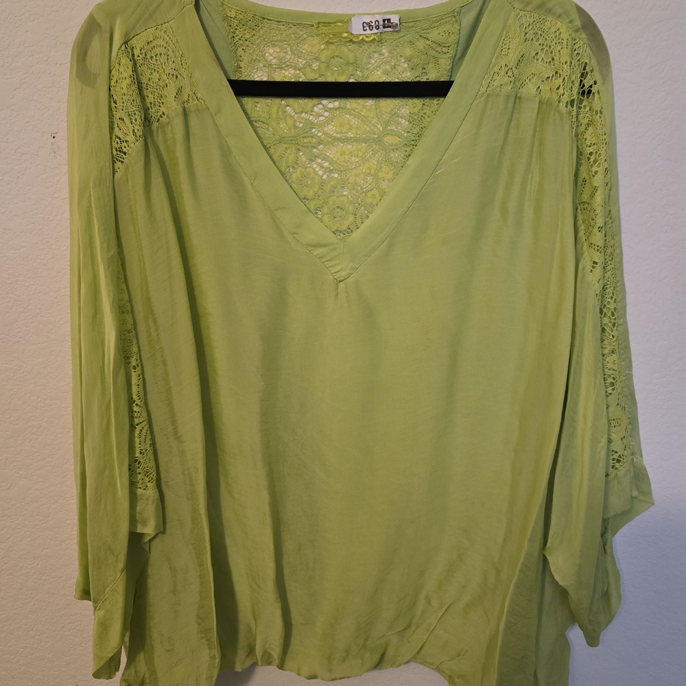 Ego Green Lace Detail Women's Top